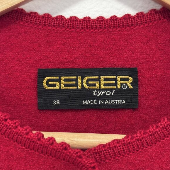Vintage Geiger Tyrol Red Boiled Wool Puff Sleeve Jacket Made in Austria Size 38 - Picture 7 of 15